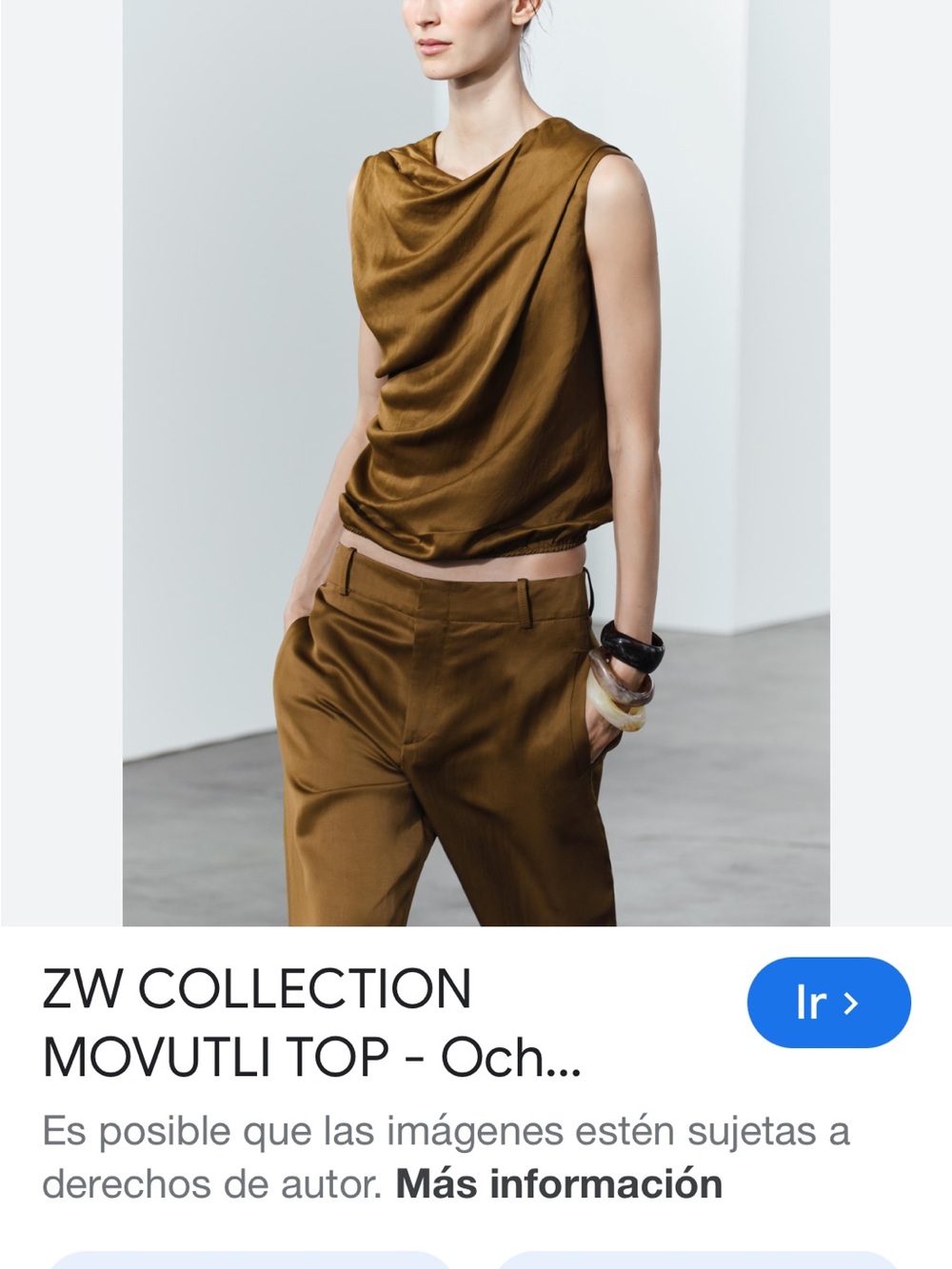 Zara Ochre Draped Sleeveless Top and Trousers Set
